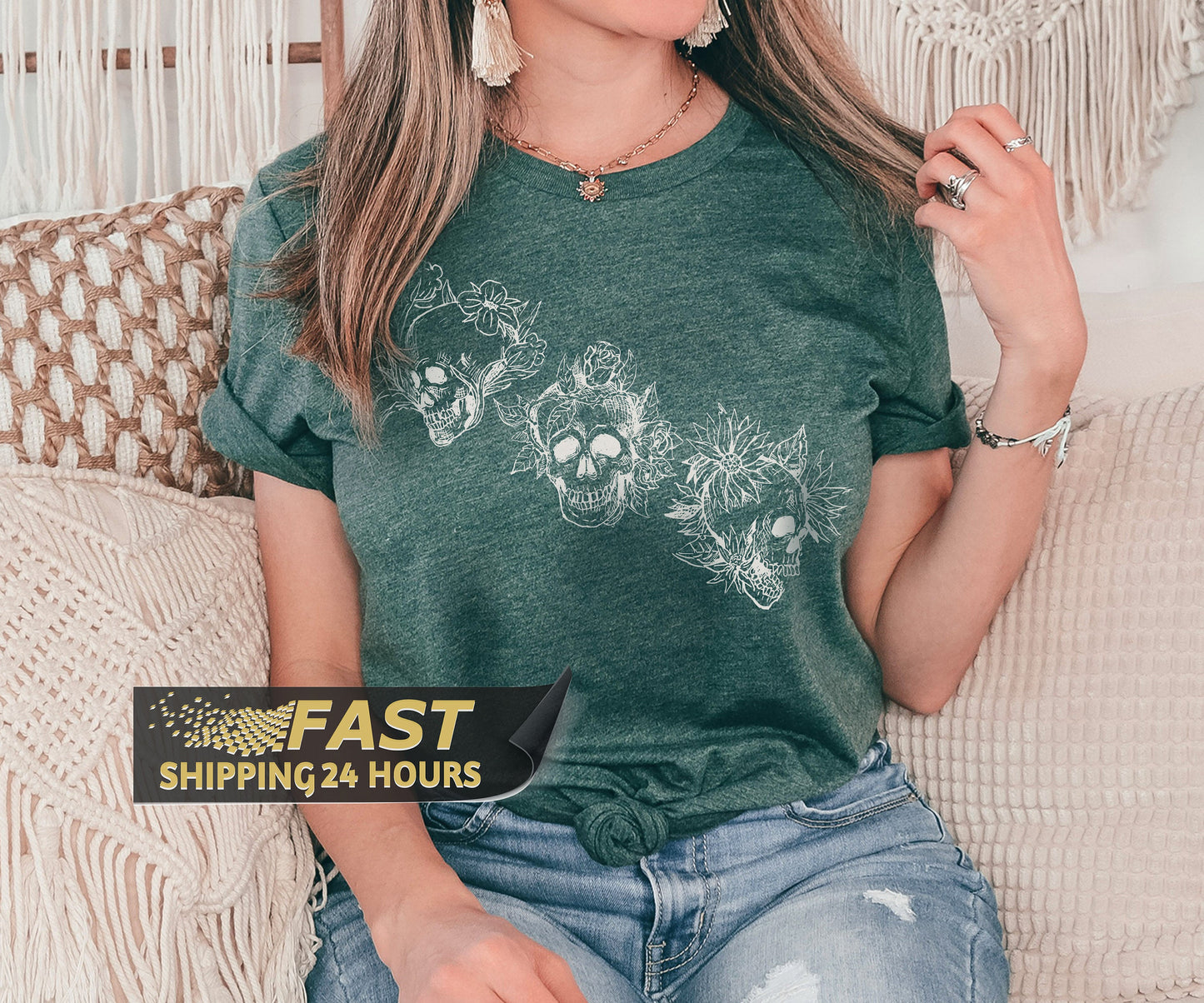 Floral Skull Tshirt, Dark Academia Shirt, Bloom Skull Shirt, Halloween Shirt, Skull Shirt, Flower Shirt,Skull T shirt, Halloween Gifts