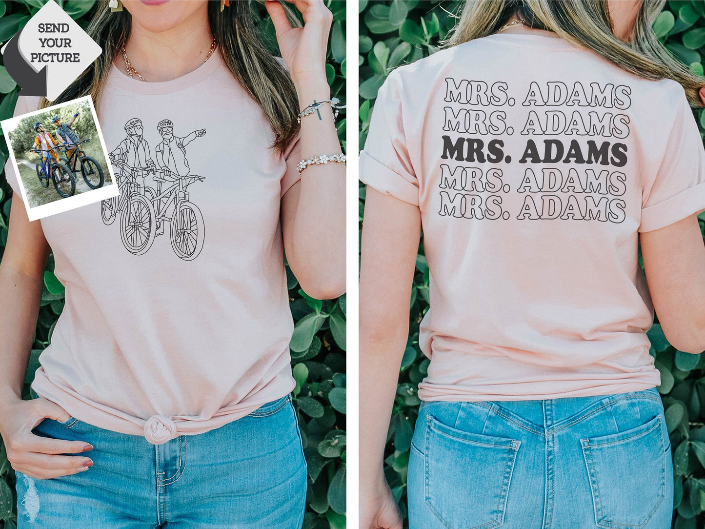 Custom Line art photo Tshirt, Custom Shirt, Personalized Gifts, Custom Name Shirt, Custom Portrait, Custom Gift, Photo Tee, Bestriend Gift