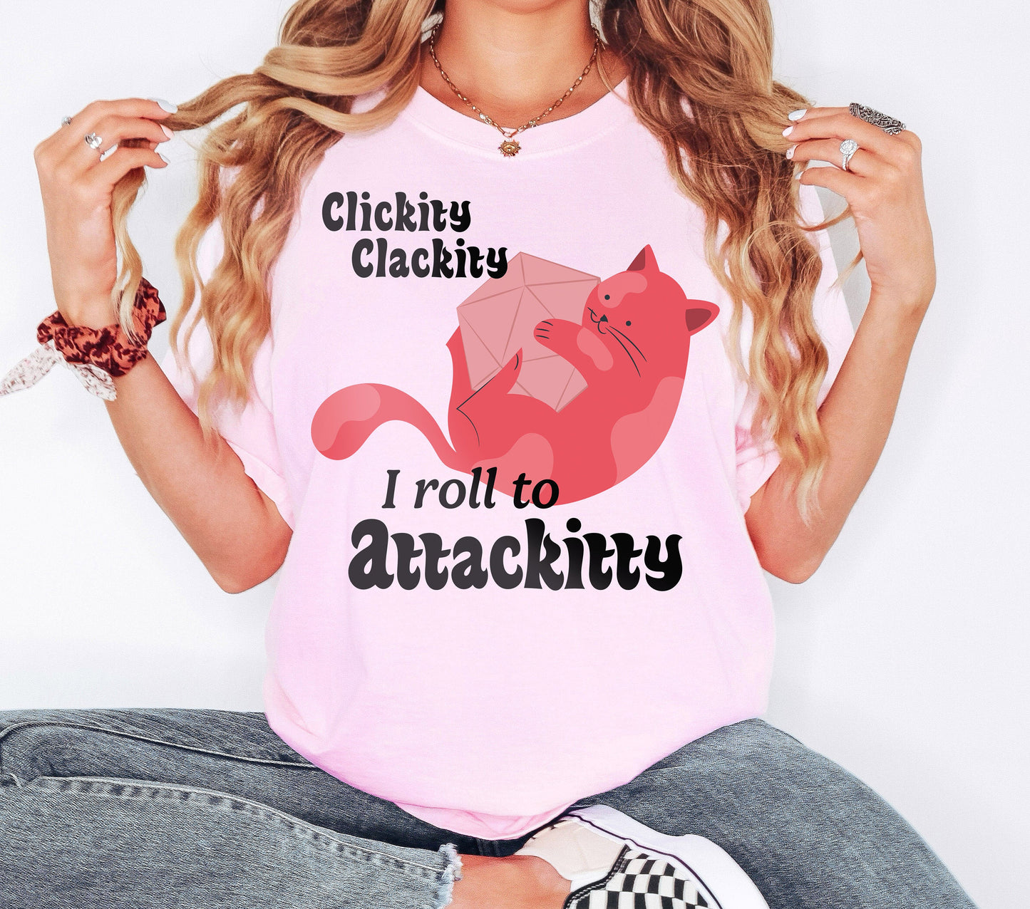 Clickity Clackity I Roll to Attackitty Tshirt, Cat Shirt, Funny Cat Tshirt, Cat Lover Gift, Sarcastic Cat Tshirt, Kitty Tshirt, Cat Mom Gift