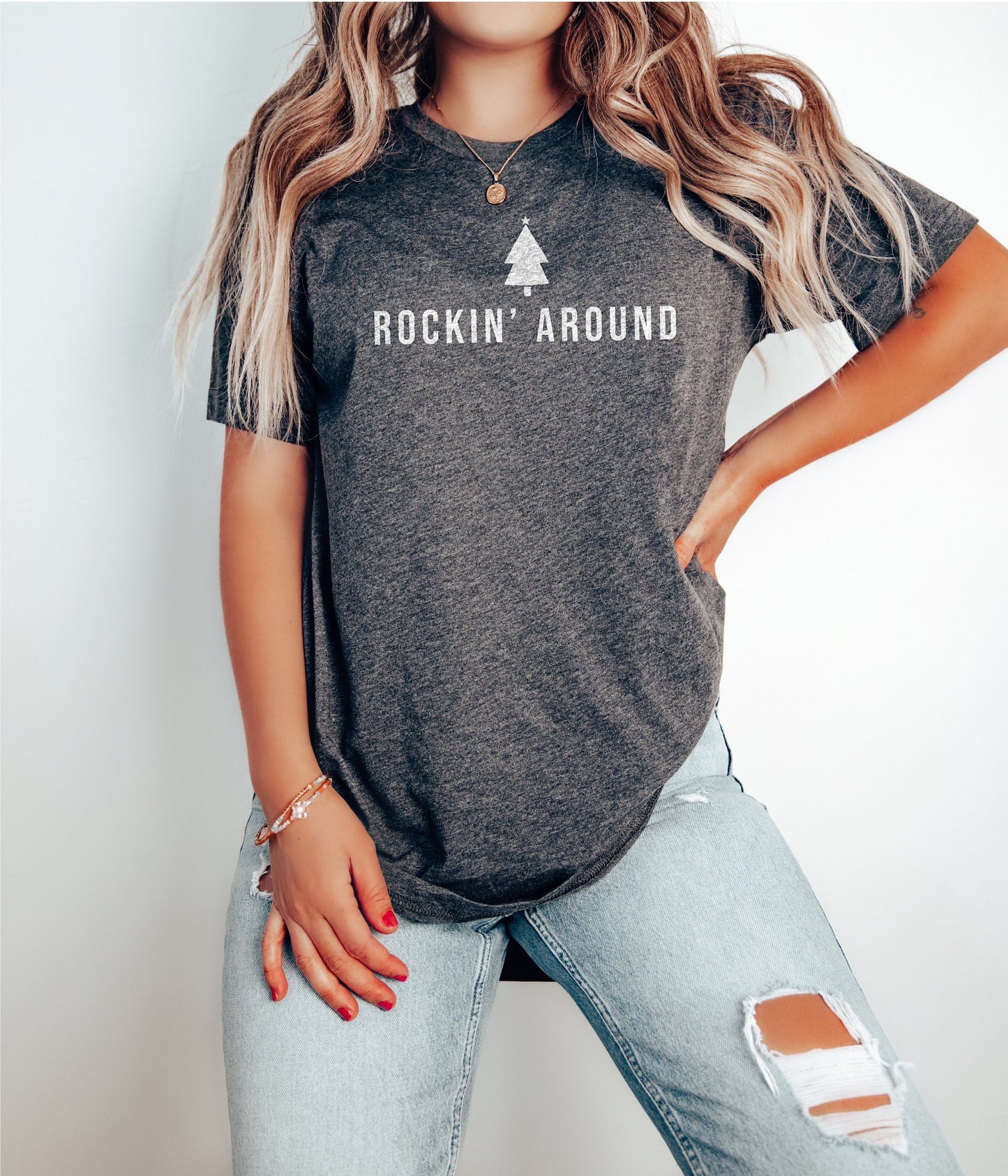 Rockin Around Tshirt, Christmas Tree Shirt, Christmas Shirt, Holiday Shirt, Christmas Gifts, Cute Christmas Shirt, Winter Shirt,Gift for Him