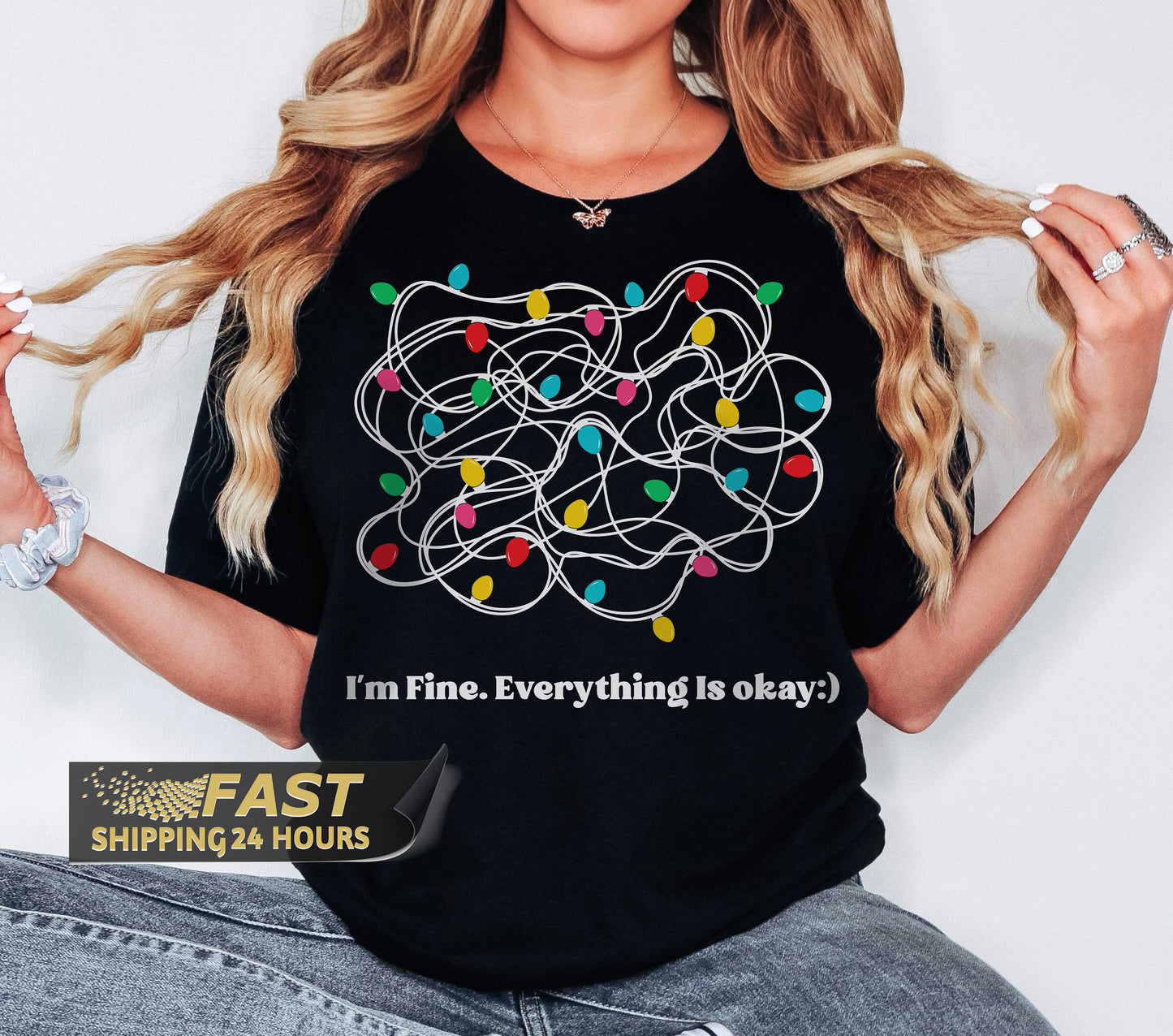 I'm Fine Everything Is Okay Tshirt, Christmas Shirt, Funny Gift, Christmas Gift, Christmas Tshirt, , Christmas Shirt,Funny Shirt