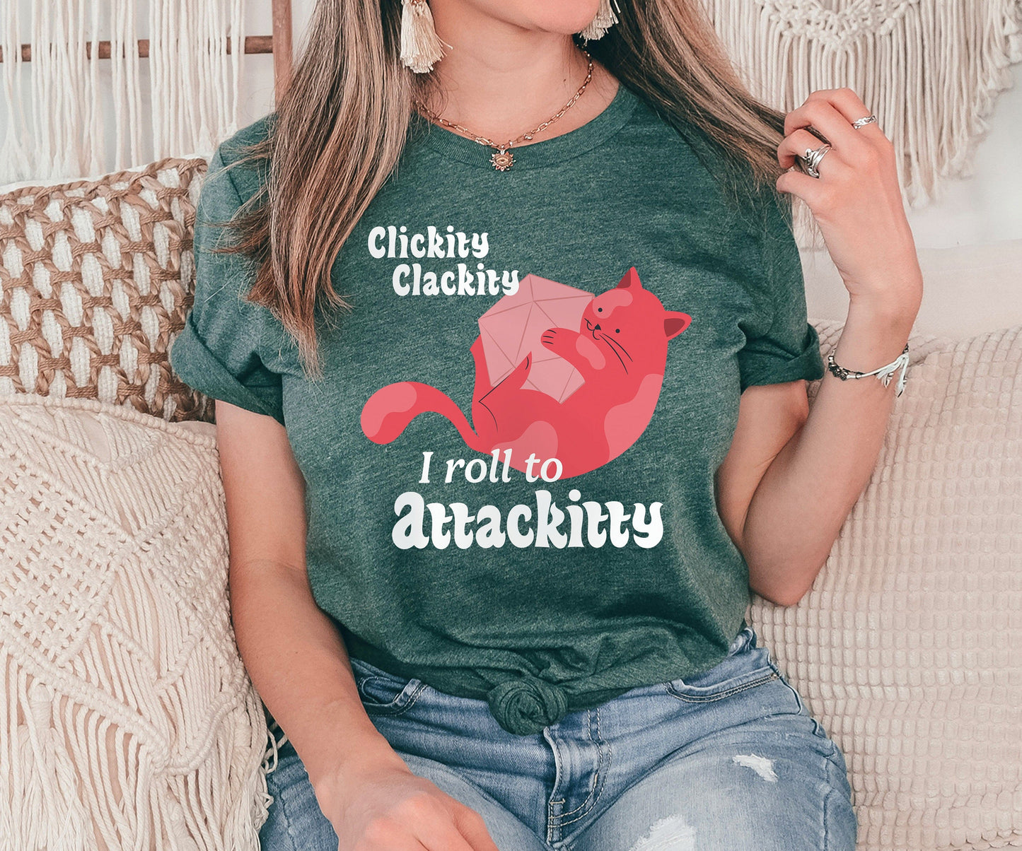 Clickity Clackity I Roll to Attackitty Tshirt, Cat Shirt, Funny Cat Tshirt, Cat Lover Gift, Sarcastic Cat Tshirt, Kitty Tshirt, Cat Mom Gift