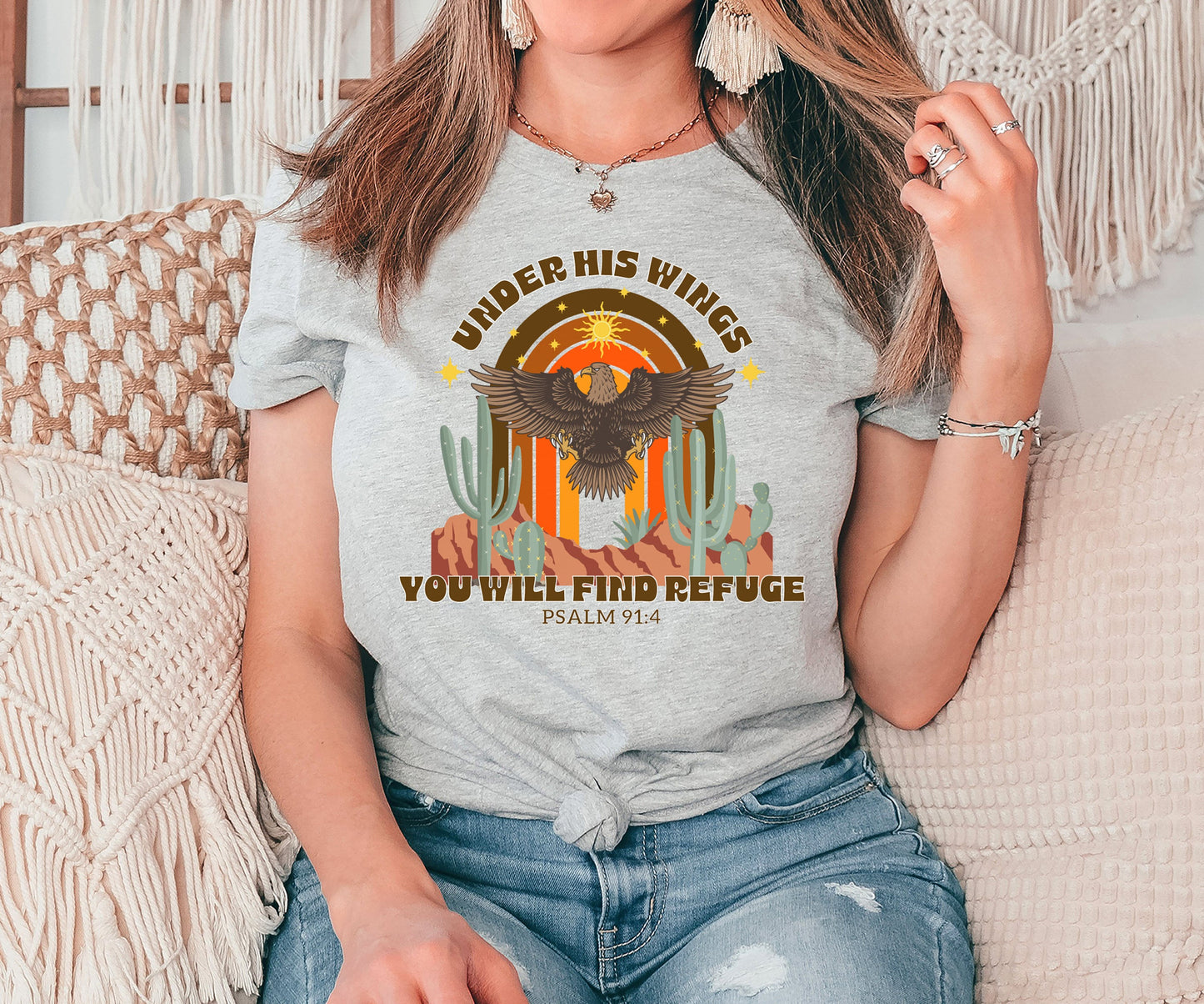 Under His Wings You Will Find Refuge Shirt, Bible Verse Shirt, Western Christian Shirt, Religious Shirt, Bible Shirt, Christian Gift