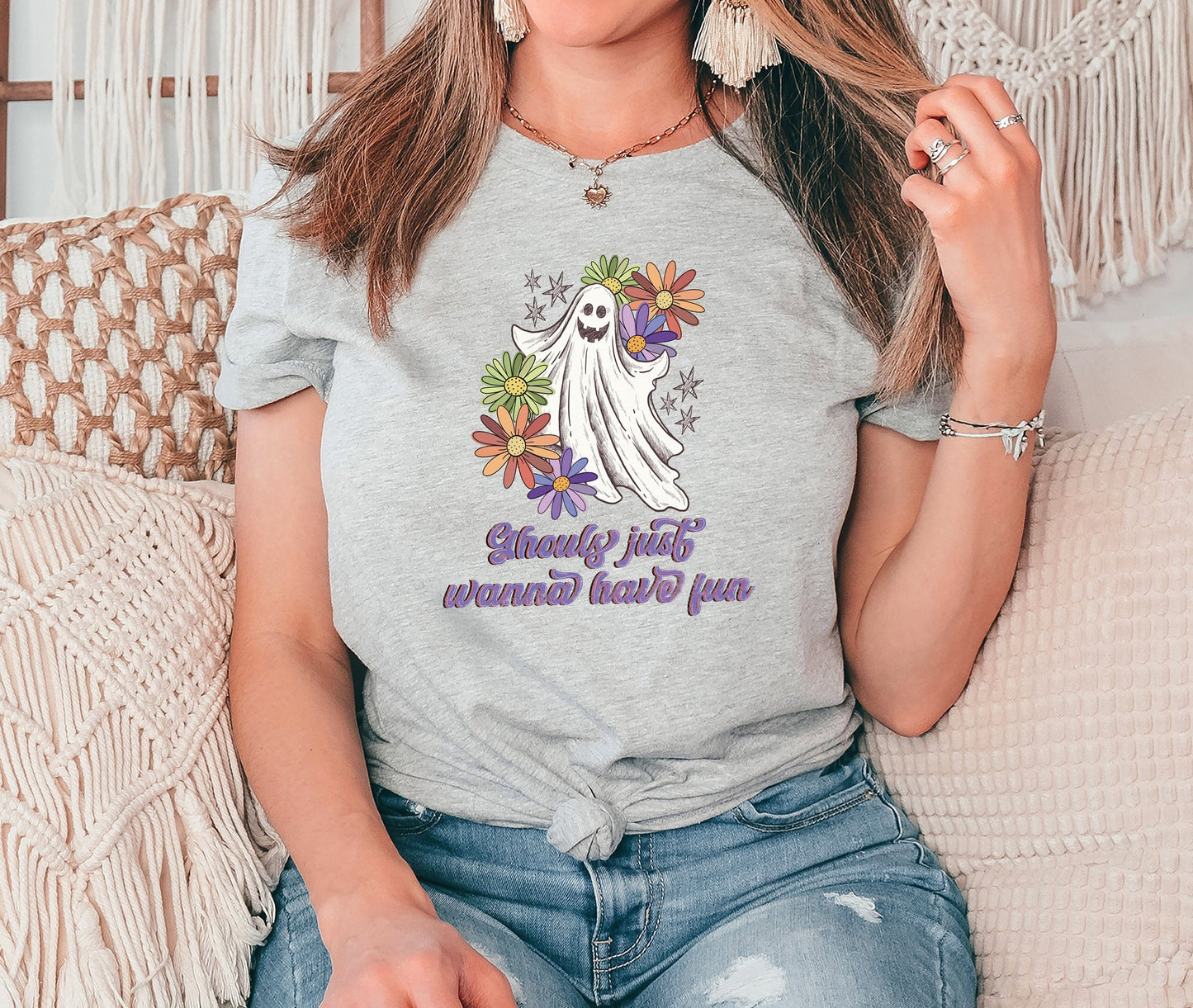 Ghouls Just Wanna Have Fun Tshirt, Cute Ghost Shirt, Halloween Shirt, Ghost Shirt, Flower Shirt, Halloween Gifts, Shirt