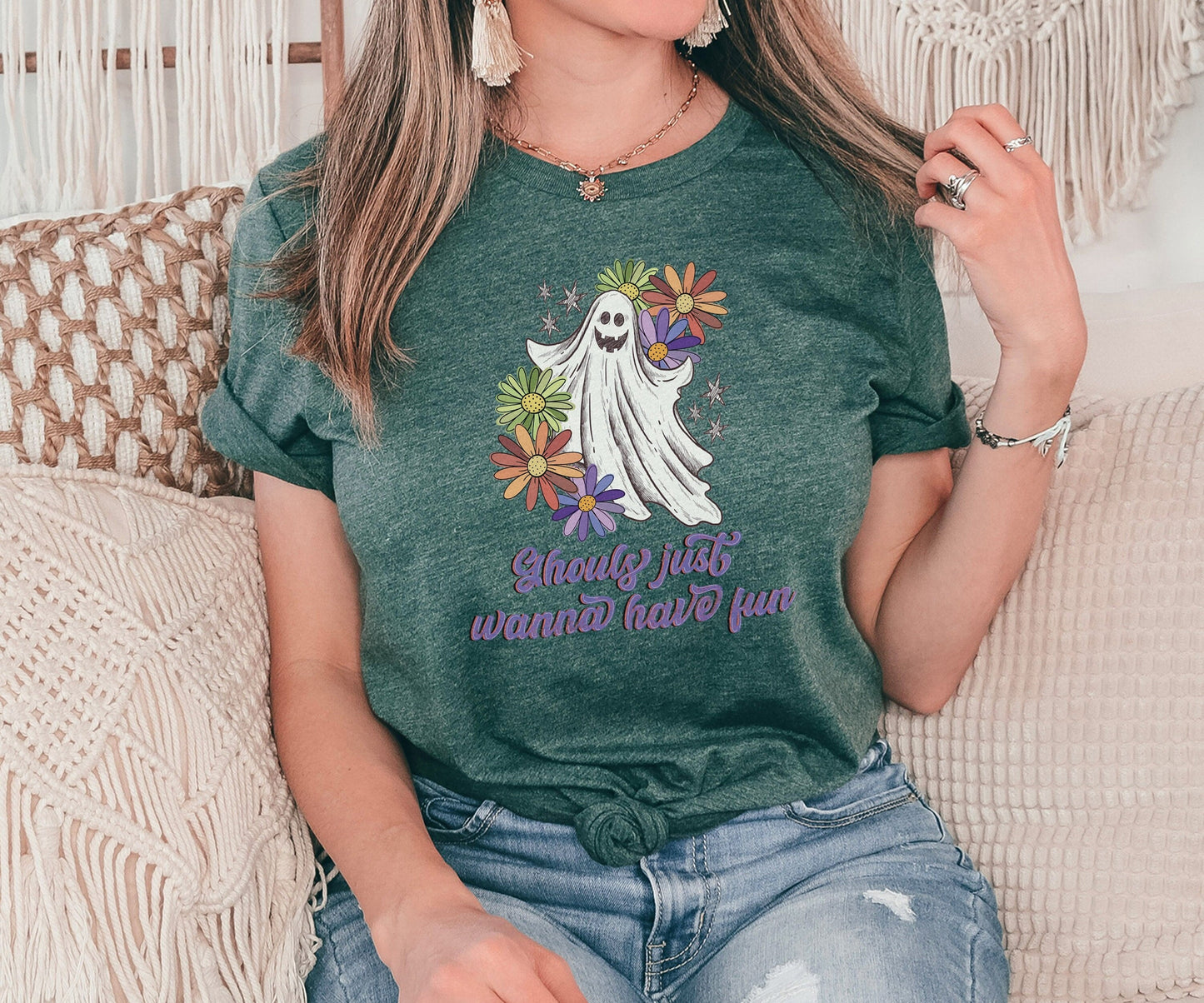 Ghouls Just Wanna Have Fun Tshirt, Cute Ghost Shirt, Halloween Shirt, Ghost Shirt, Flower Shirt, Halloween Gifts, Shirt