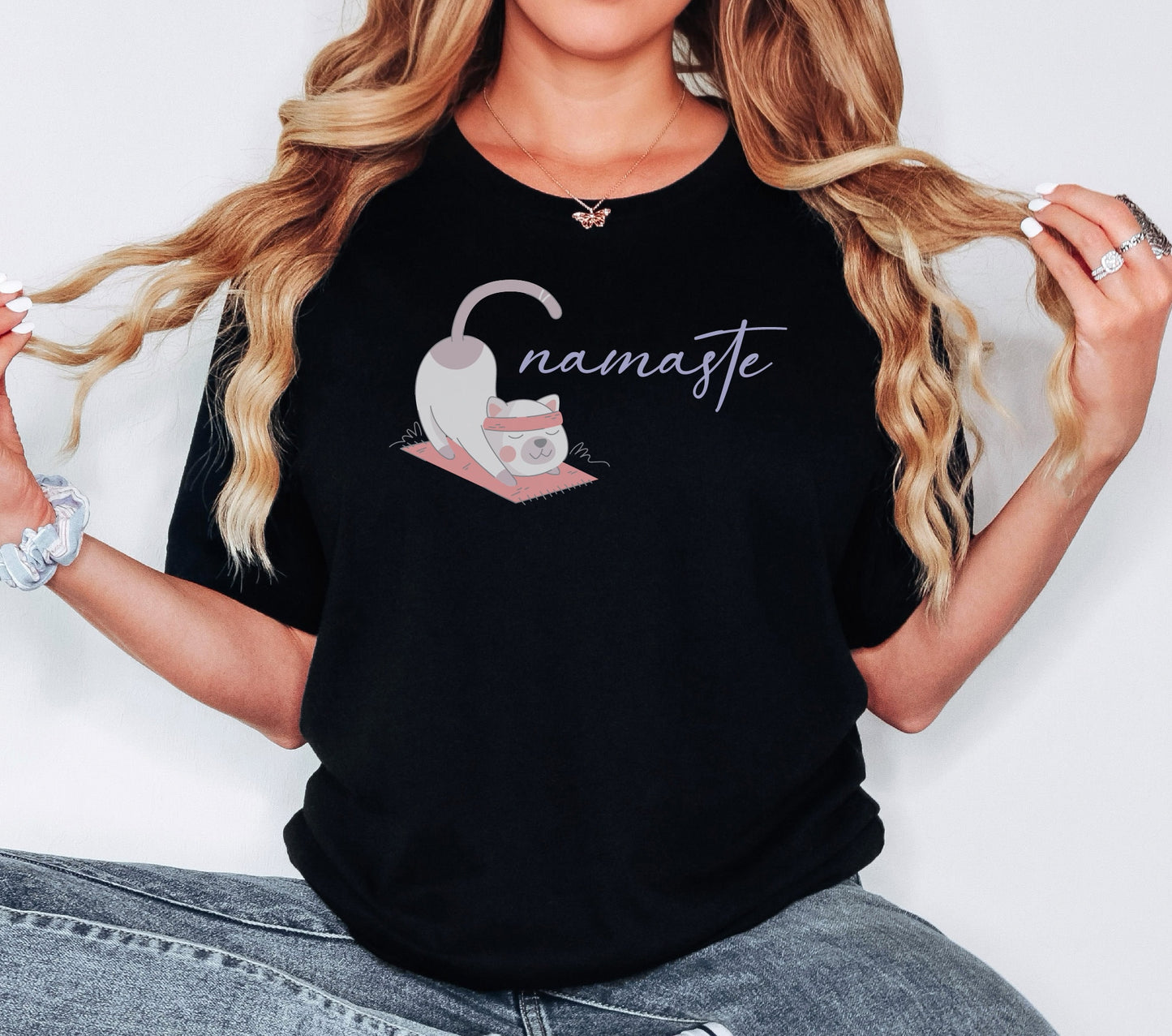 Namaste Cat Tshirt, Meditation Shirt, Workout Shirt, Yoga Lover Gift, Cat Lover Gift, Cat Shirt, Yoga Lover Shirt, Cat Shirt, Yoga Shirt