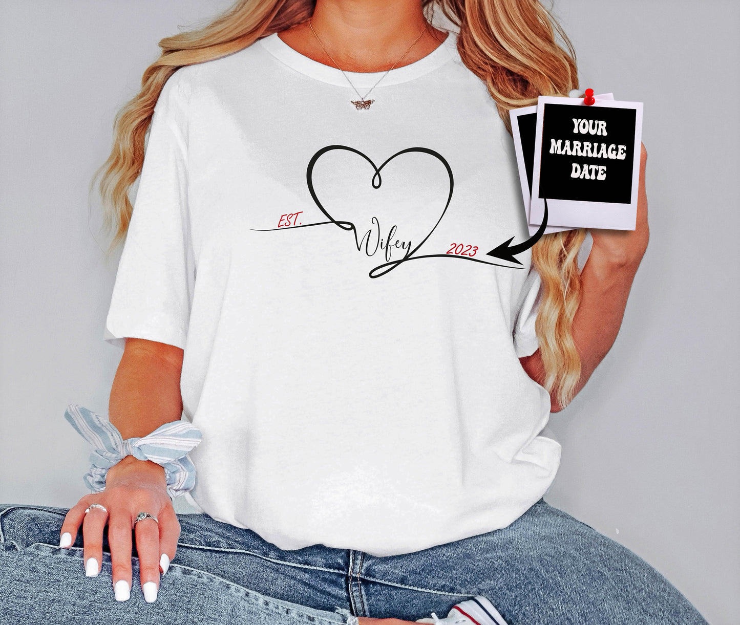 Custom Wifey Tshirt, Wedding Shirt, Anniversary Tee, Gift From Husband, Personalized Gifts, Bridal Shower Gift, Bride Shirt, Custom Gift