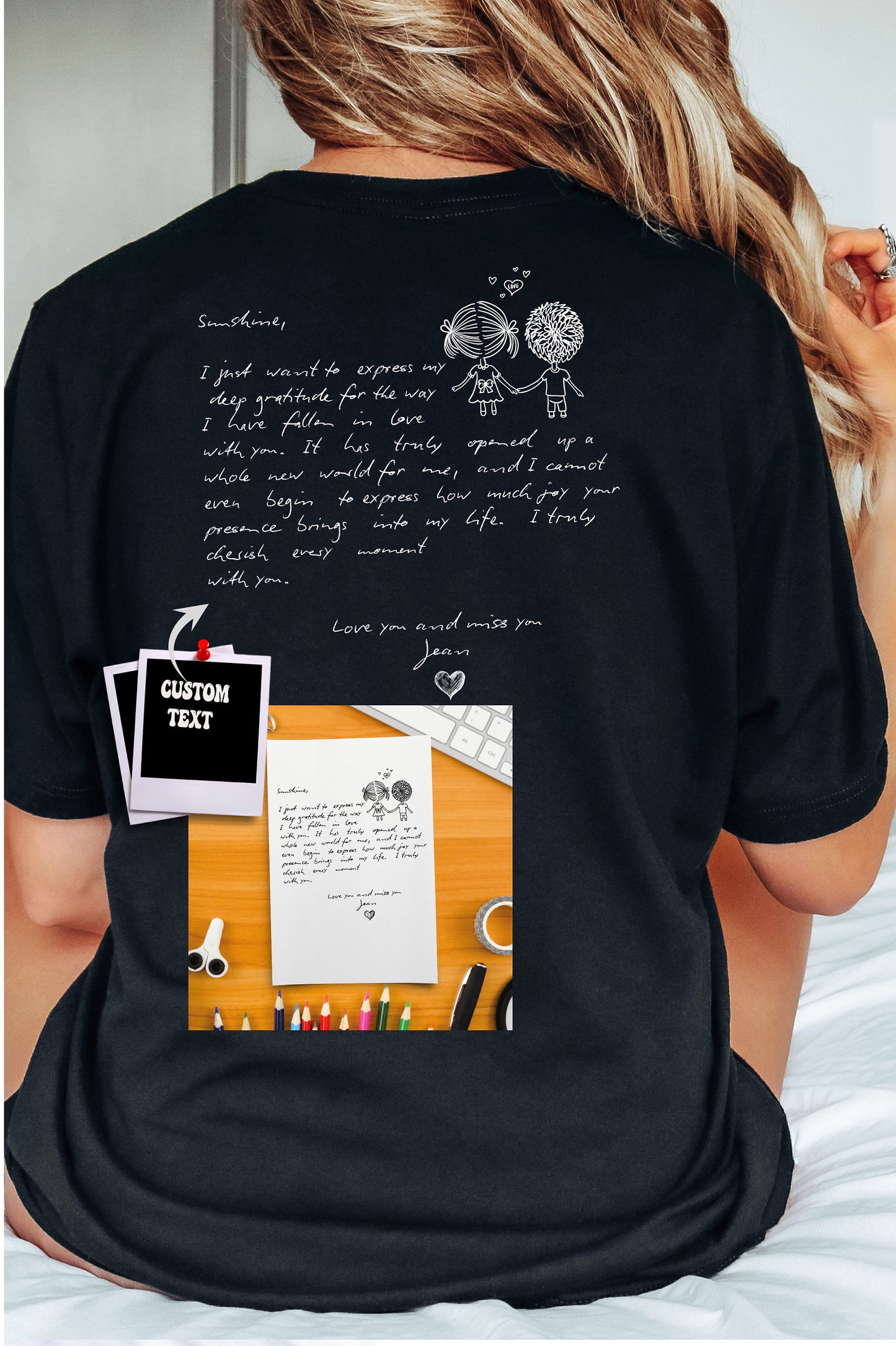 Custom Letter T-Shirts, Valentine's Day Gift, Couple Shirt, Birthday Gift, Gift for Wife, Girlfriend Gift, Handwritten Letter, Gift for Her