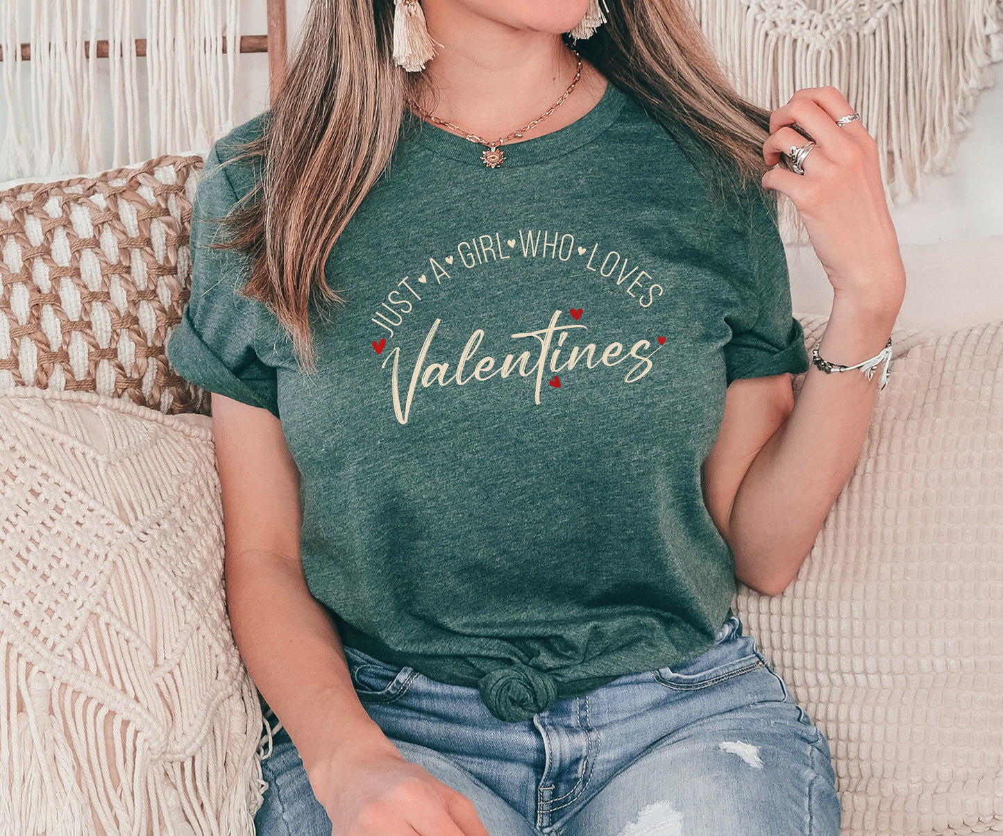 Just a Girl Who Loves Valentines Shirt, Valentine's Day Gift, Gift for Girlfriend, Gift for Wife, Gift for Her, Funny Valentines Day Gift