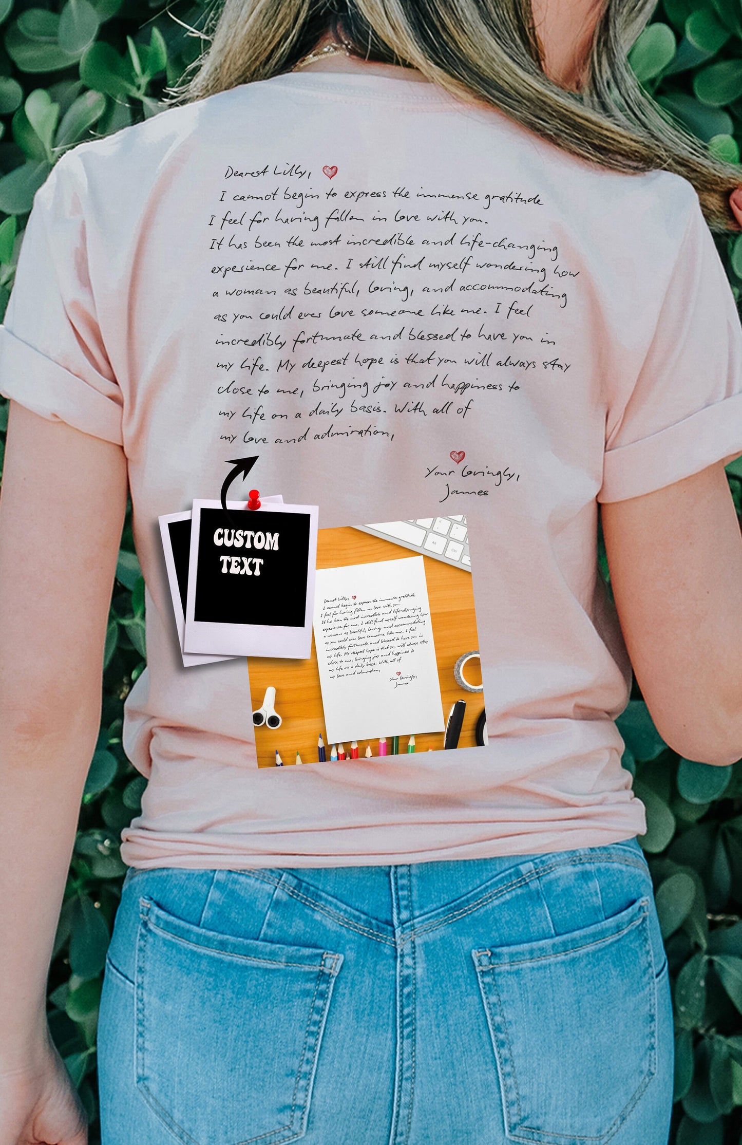 Custom Letter from photo or Text, Valentine's Day gift, Birthday Gift, Couple Shirt, Gift for Wife, Girlfriend Gift, Handwritten Letter