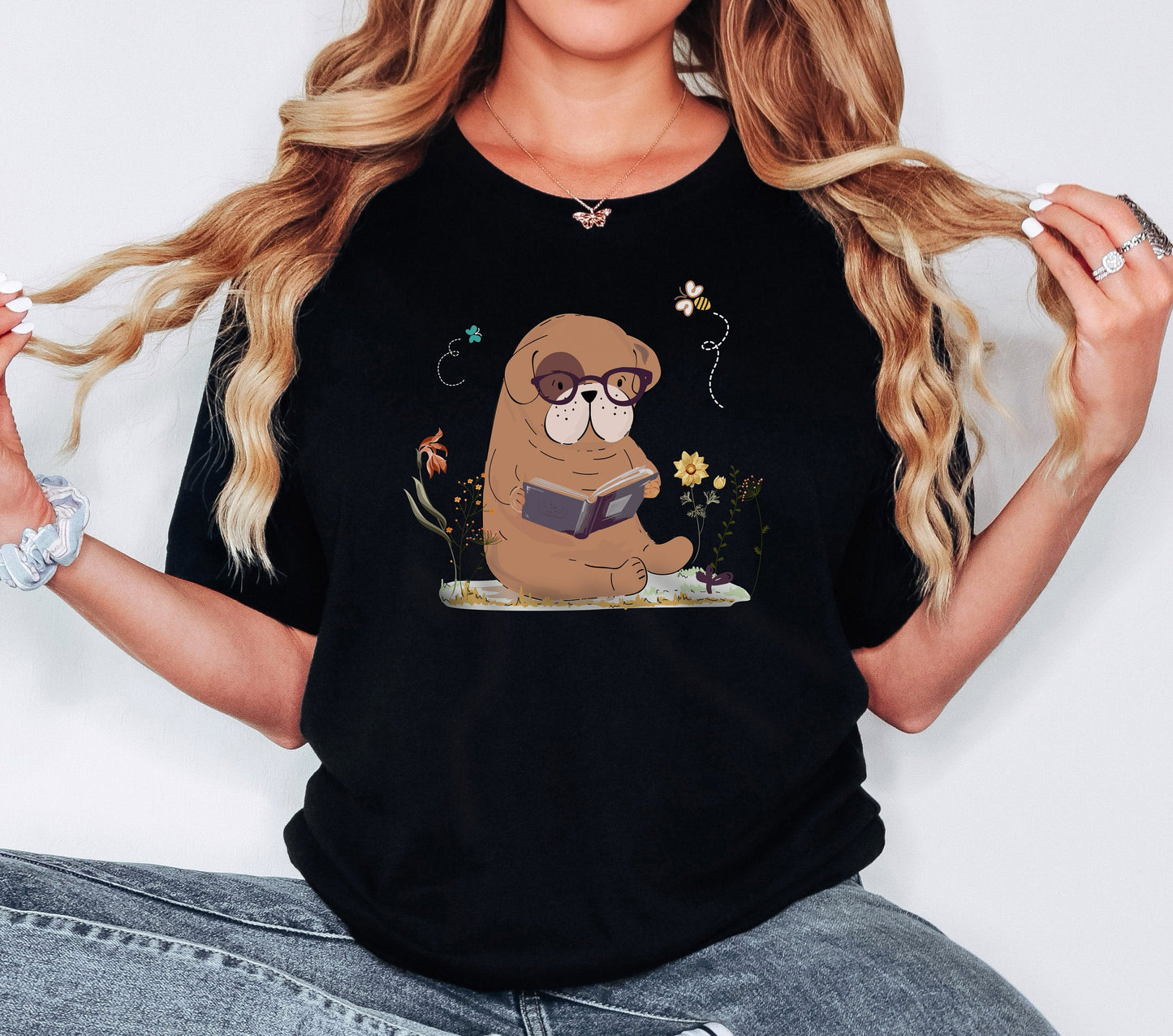 Reading Dog Shirt, Bookworm Gift, Book Lover Gift, Cute Dog Hoodie, Birthday Gift, Gift for Her, Dog Lover, Gift for Daughter, Gift for Him