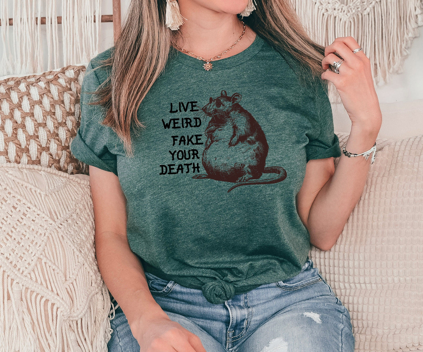 Sewer Rat Shirt, Live Weird Fake Your Death Brown Rat T-Shirt, Funny Animal Gift, Birthday Gift, Gift for Him, Gift for Her, Unique Gift