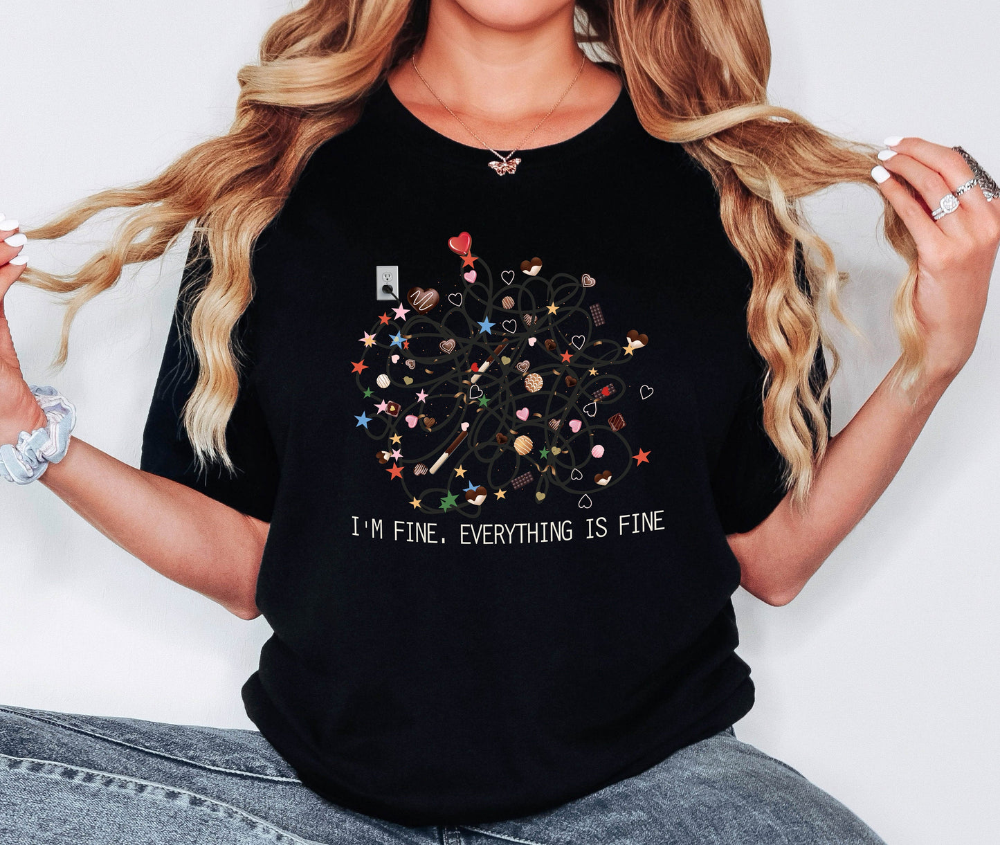 I'm Fine Everything is Fine Shirt, Graphic T-Shirt, Birthday Gift, Depressed Shirt, Gift for Her, Confused Mind Shirt, Gift for Bff