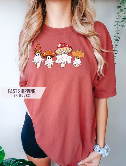 Ghost Mushroom Tshirt, Halloween Shirt, Funny Halloween Shirt, Ghost Shirt, Mushroom Shirt, Halloween Gift,  Shirt, Gift for Her