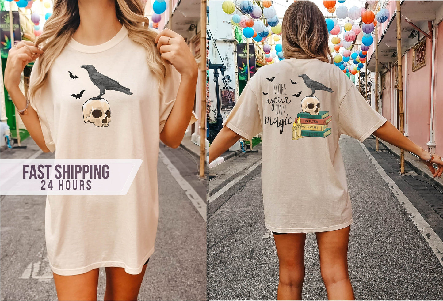 Make Your Own Magic Tshirt, Skull Shirt, Halloween Gift, Halloween Shirt, Crow Shirt, Bat Shirt,Book Lover Gift,Halloween Gifts,Gift for Her