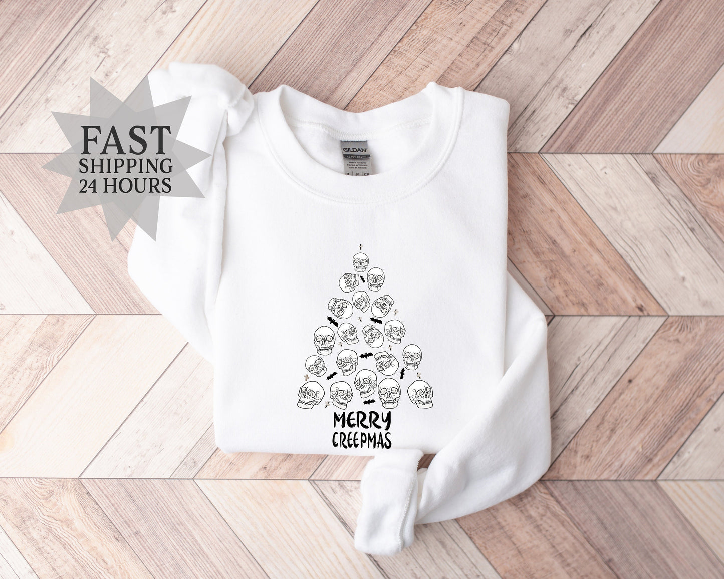 Merry Creepmas Sweatshirt, Skull Sweatshirt, Merry Christmas Hoodie, Christmas Gifts, Christmas Sweatshirt, Skull Hoodie, Christmas Hoodie