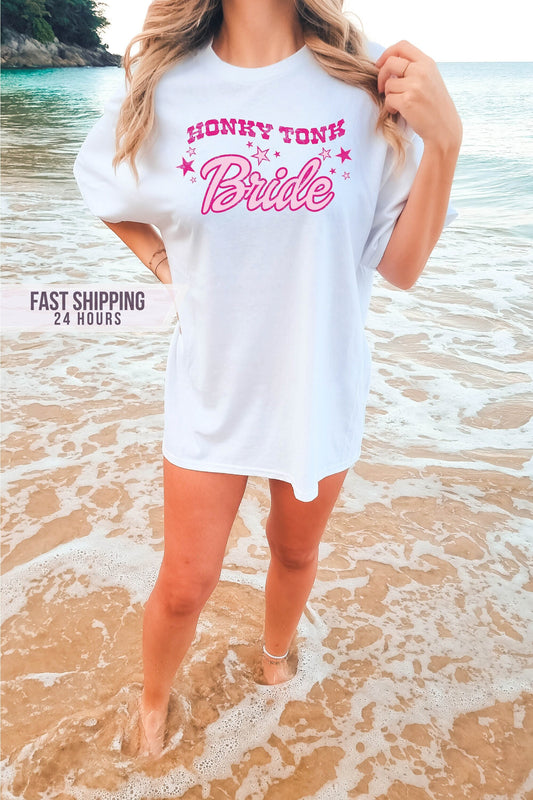 Honky Tonk Bride Tshirt, Bride Shirt, Bachelorette Party Shirt, Bridal Shower Shirt, Country Western Shirt, Bride Gifts, Western Bride Shirt
