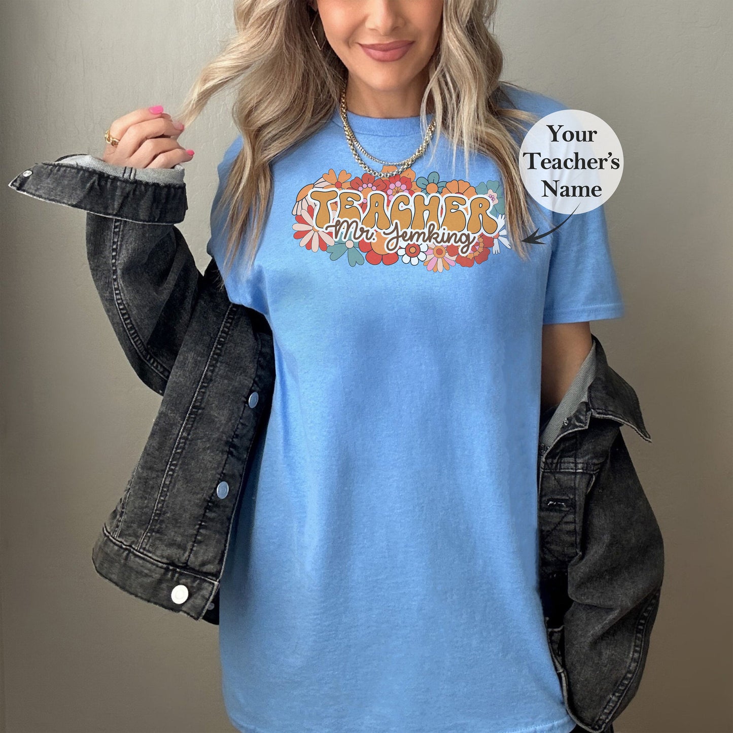 Custom Flower Teacher Shirt, Teacher Shirt, Custom Shirt, Flower Shirt, Personalized Gifts, Custom Gift, Flower Teacher