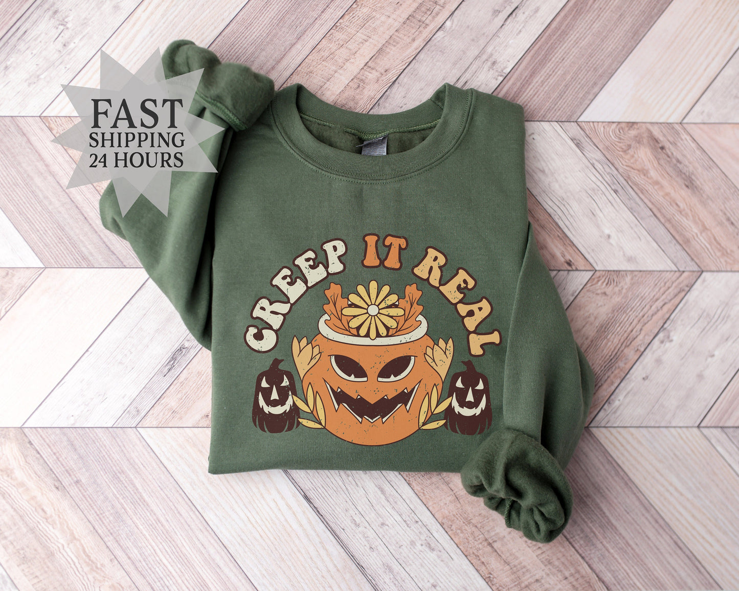Creep It Real Sweatshirt, Pumpkin Sweatshirt, Halloween Gift, Scary Pumpkin Hoodie, Halloween Sweatshirt, Skeleton Hoodie, Gift for Him