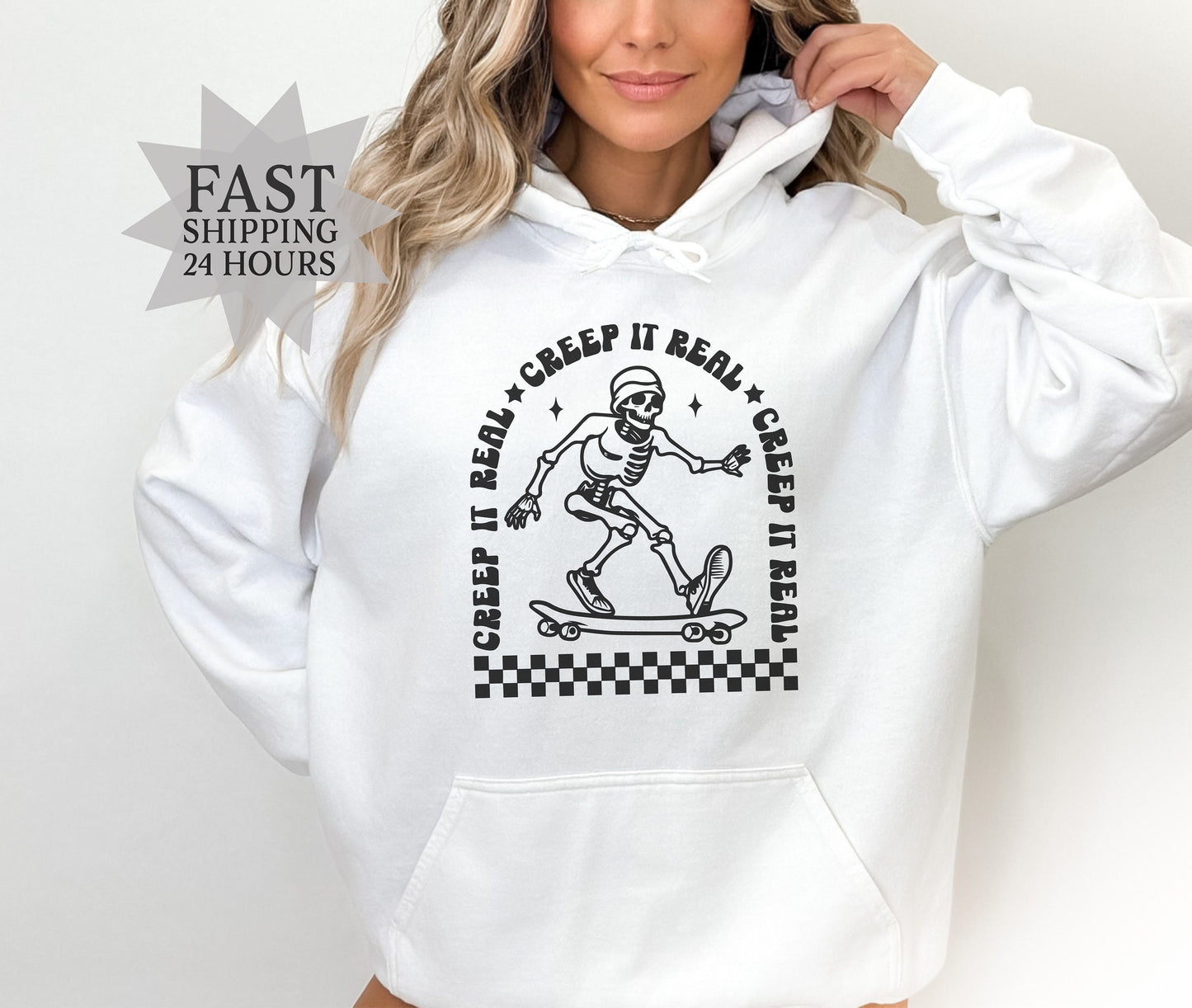 Creep It Real Sweatshirt, Skeleton Sweatshirt, Halloween Gift,  Halloween Sweatshirt, Halloween Sweatshirt,Skeleton Hoodie,Gift for Her