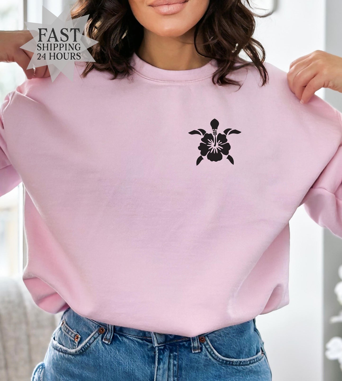 Hawaiian Turtle Sweatshirt, Turtle Sweatshirt, Hawaiian Sweatshirt, Summer Hoodie, Flower Sweatshirt, Flower Hoodie, Summer Gifts