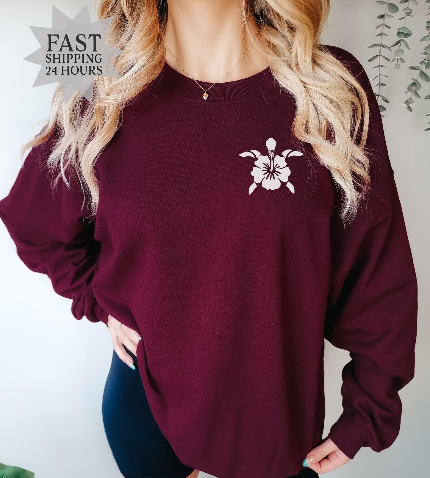 Hawaiian Turtle Sweatshirt, Turtle Sweatshirt, Hawaiian Sweatshirt, Summer Hoodie, Flower Sweatshirt, Flower Hoodie, Summer Gifts