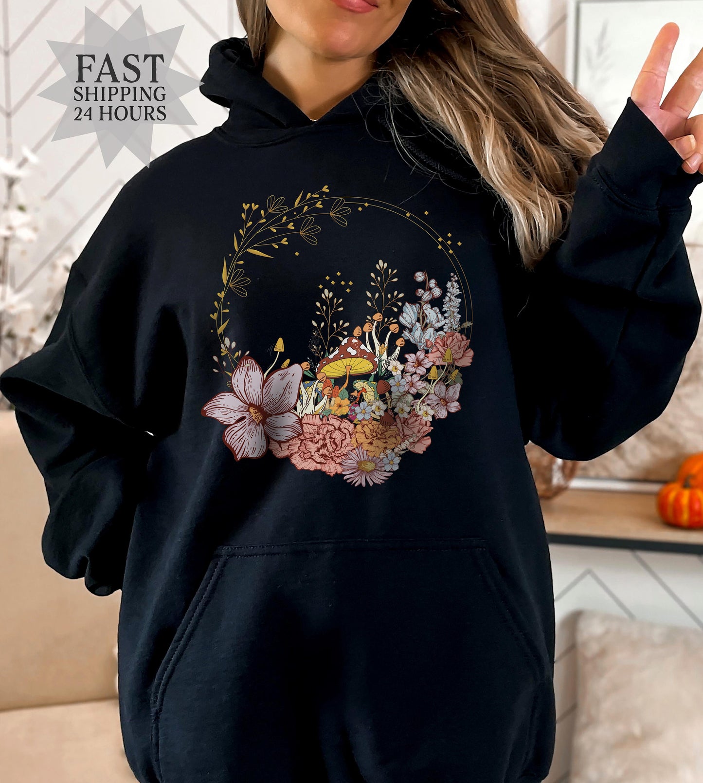 Flower Sweatshirt, Flower Sweatshirt, Floral Sweatshirt, Flower Girl Gift, Mothers Day Gift, Girlfriend Gift, Mushroom Sweatshirt