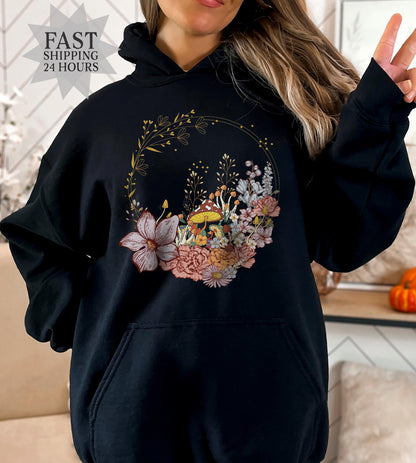 Flower Sweatshirt, Flower Sweatshirt, Floral Sweatshirt, Flower Girl Gift, Mothers Day Gift, Girlfriend Gift, Mushroom Sweatshirt