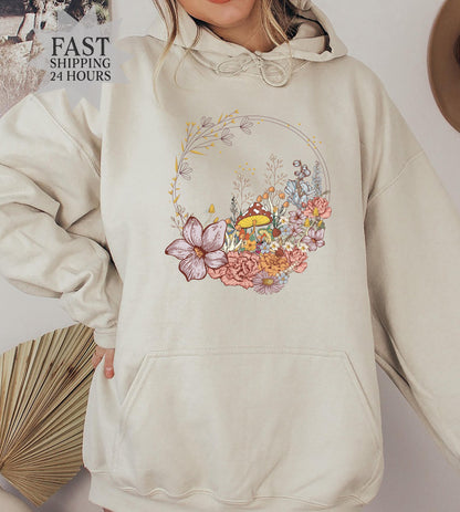 Flower Sweatshirt, Flower Sweatshirt, Floral Sweatshirt, Flower Girl Gift, Mothers Day Gift, Girlfriend Gift, Mushroom Sweatshirt