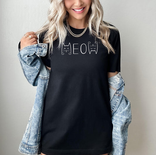 Meow Tshirt, Cat Mom Shirt, Cat Shirt, Cat Lover Shirt, Cat Lover Gift, Funny Cat Shirt, Women, Shirt, Cute Cat Shirt, Gift for Women