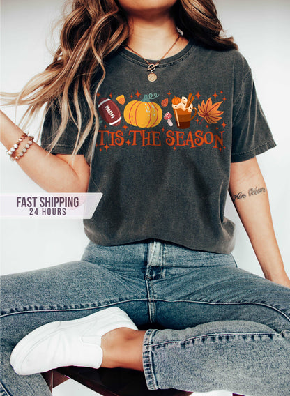Tis The Season Tshirt,Fall Coffee Tshirt,Thanksgiving Gift,Pumpkin Shirt,Thanksgiving Shirt,Pumpkin Spice Tshirt,Pumpkin Shirt,Fall Shirt