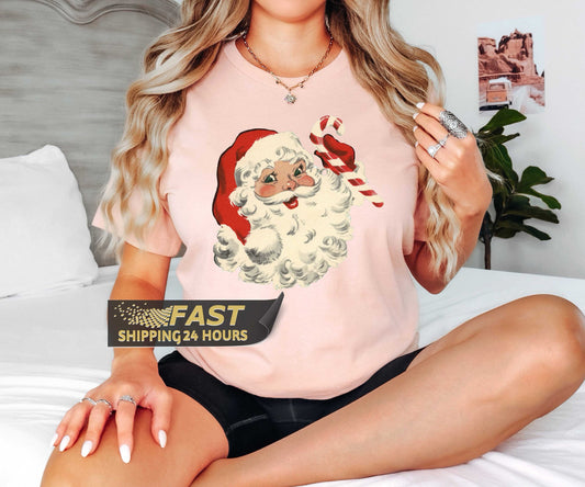 Cheerful Santa Tshirt, Santa Tshirt, Christmas Shirt, Christmas Gifts, Tshirt, Christmas Gift, Christmas Tshirt, Santa Claus Shirt