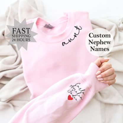 Custom Aunt Sweatshirt, Aunt Gift, Custom Sweatshirt, Personalized Gifts, Aunt Hoodie, Nephew Sweatshirt, Custom Gift, Gift for Her