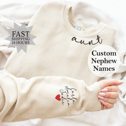 Custom Aunt Sweatshirt, Aunt Gift, Custom Sweatshirt, Personalized Gifts, Aunt Hoodie, Nephew Sweatshirt, Custom Gift, Gift for Her