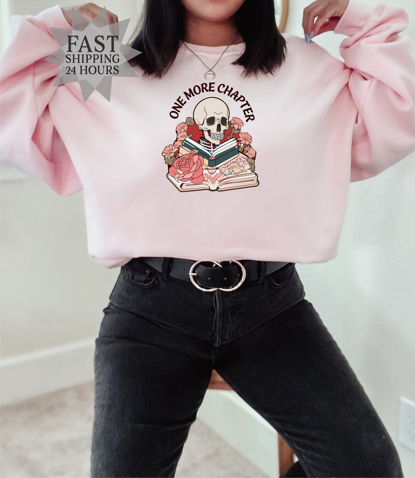 One More Chapter Sweatshirt,Halloween Gift, Skeleton Sweatshirt, Halloween Sweatshirt, Book Lover Gift, Skeleton Hoodie, Bookish Sweatshirt
