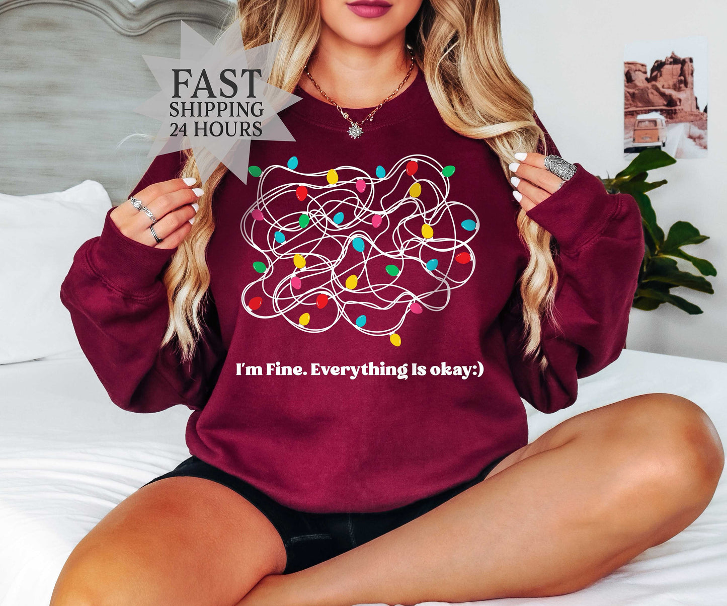 I'm Fine Everything Is Fine Sweatshirt, Christmas Sweatshirt, Christmas Hoodie, Funny Hoodie, Funny Gift, Christmas Gift, Gift for Her