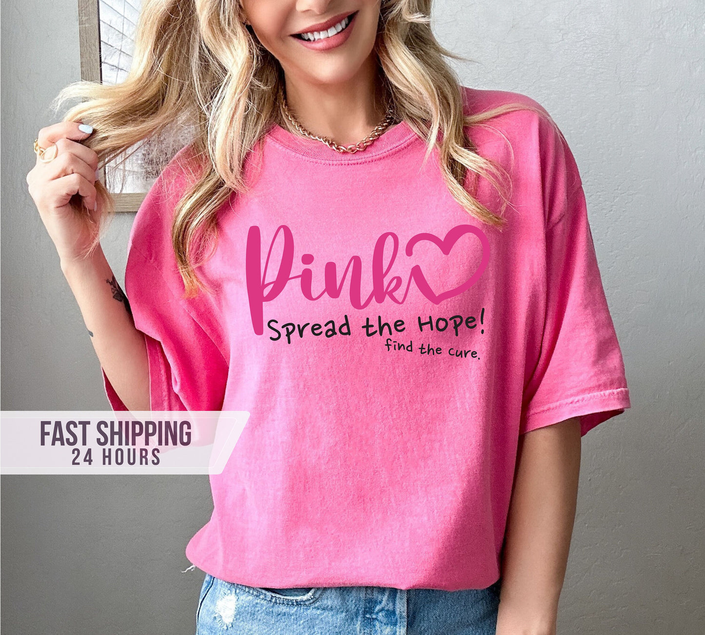 Pink Spread the Hope , Find the Cure T shirt, Breast Cancer Shirt,Pink Ribbon Shirt, Breast Cancer Gifts,Breast Cancer Survivor,Women Tshirt
