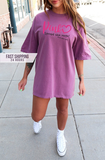 Pink Spread the Hope , Find the Cure T shirt, Breast Cancer Shirt,Pink Ribbon Shirt, Breast Cancer Gifts,Breast Cancer Survivor,Women Tshirt