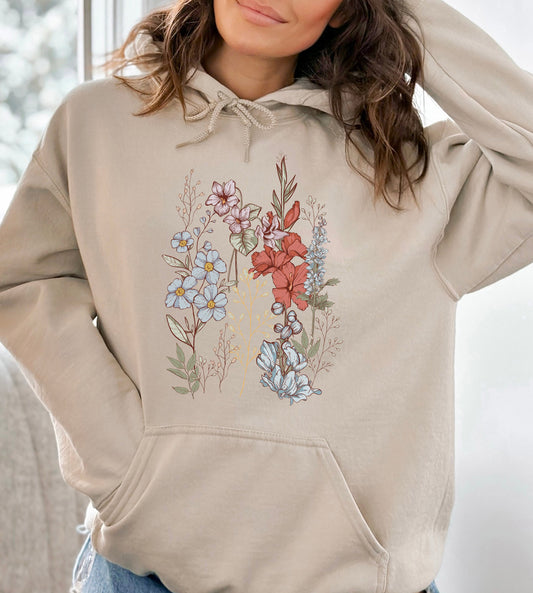 Pressed Flowers Sweatshirt,Flower Sweatshirt,Wildflowers Sweatshirt,Girlfriend Gift,Botanical Hoodie,Flower Girl Gift