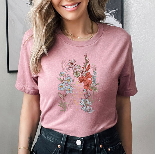 Pressed Flowers Tshirt, Wildflowers Shirt, Flower Girl Shirt, Shirt, Flower Shirt, Botanical Shirt, Flower Girl Gifts