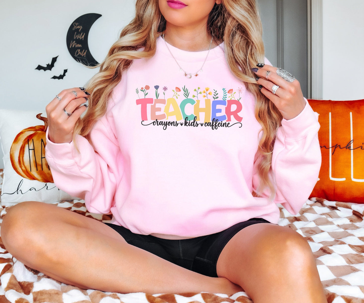 Flower Teacher Sweatshirt, Teacher Gifts, Teacher Hoodie, Flower Sweatshirt, Coffee Lover Gift, Teacher Sweatshirt, Teachers Day Gift