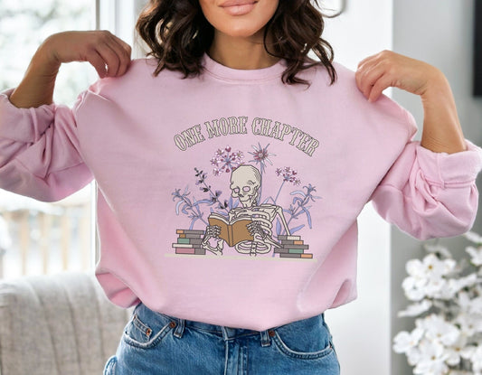 One More Chapter Sweatshirt, Halloween Sweatshirt, Skeleton Hoodie, Skeleton Sweatshirt, Halloween Gift, Bookish Sweatshirt, Halloween Gifts