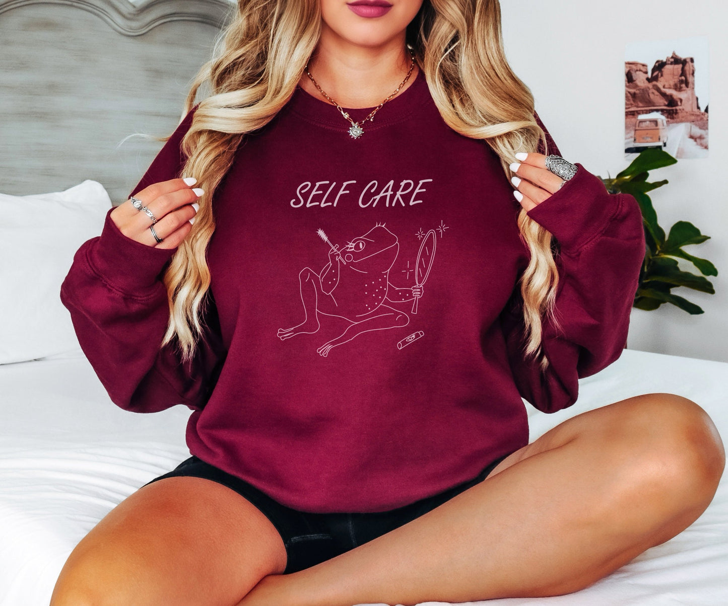 Self Care Sweatshirt, Self Care Hoodie, Frog Sweatshirt, Cute Frog, Fog Hoodie, Funny Sweatshirt, Birthday Gift, Birthday Sweatshirt