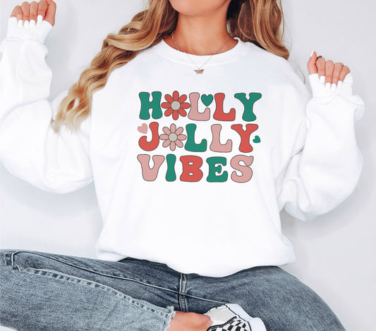 Holly Jolly Vibes Sweatshirt,Christmas Sweatshirt, Christmas Sweatshirt,Holly Jolly Hoodie,Christmas Gift,Christmas Hoodie, Hoodie