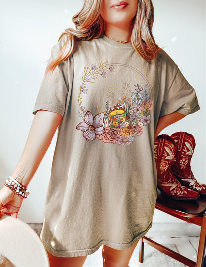 Flower Tshirt, Flower Shirt, Flower Girl Shirt, Floral Shirt, Flower Girl Gift, Mothers Day Gift, Girlfriend Gift, Mushroom Shirt