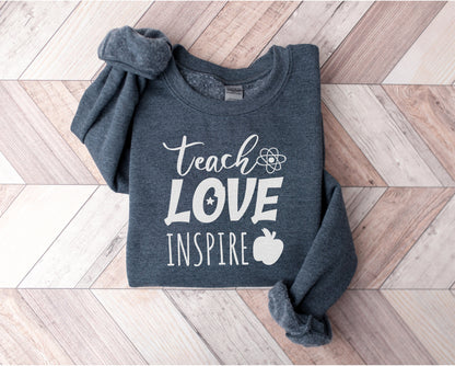 Teach Love Inspire Sweatshirt, Teacher Sweatshirt, Teach Sweatshirt, Teacher Gifts, Teacher Hoodie, Teacher Gift, Back to School Gift