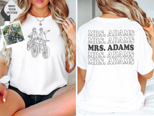 Custom Line art photo Tshirt, Custom Shirt, Personalized Gifts, Custom Name Shirt, Custom Portrait, Custom Gift, Photo Tee, Bestriend Gift