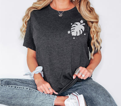 Plant Pocket Tshirt, Plant Shirt, Plant Gifts, Plant Lover Gift, Monstera Plant Tshirt, Flower Girl Gift, Plant Lover Shirt, Gift for Her