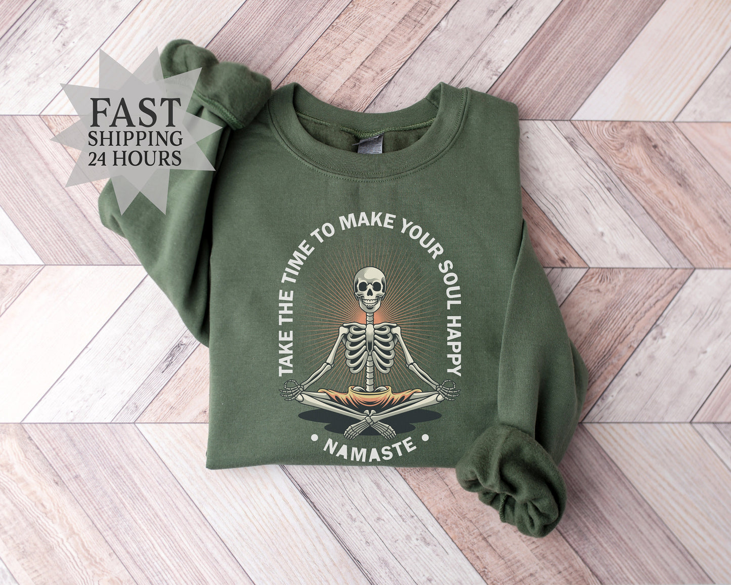 Take The Time to Make Your Soul Happy Sweatshirt, Skeleton Sweatshirt, Namaste Hoodie, Yoga Sweatshirt, Meditation Sweatshirt, Yoga Gift