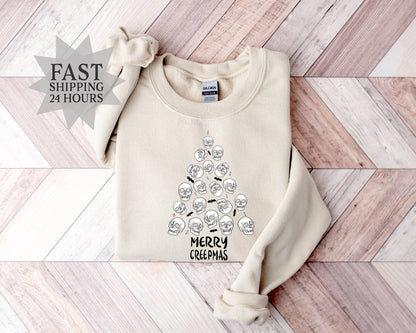 Merry Creepmas Sweatshirt, Skull Sweatshirt, Merry Christmas Hoodie, Christmas Gifts, Christmas Sweatshirt, Skull Hoodie, Christmas Hoodie